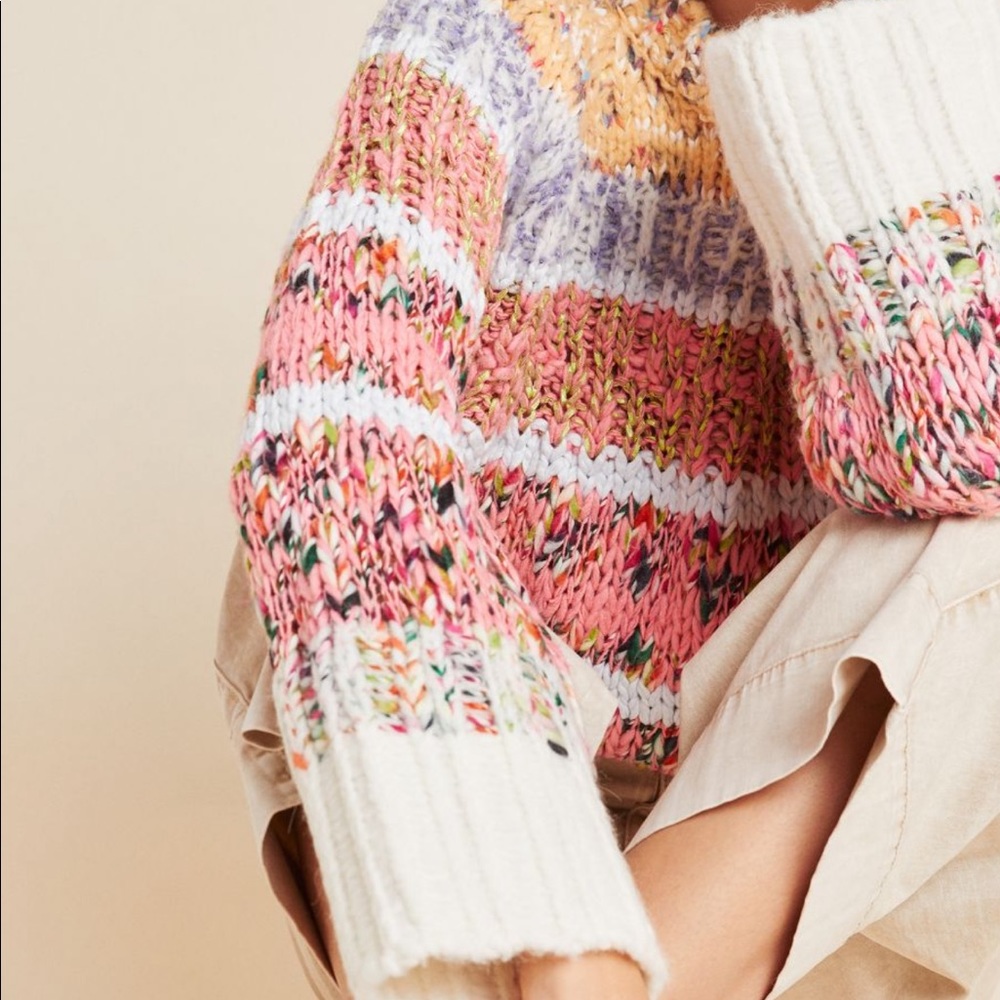 Anthropologie pink Striped Knit Sweater 2X